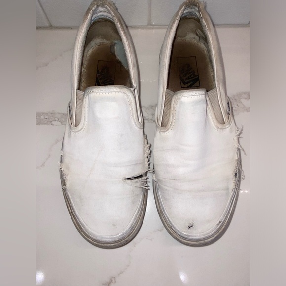 Womens pre-loved white Vans slip on US 9.5 - Picture 3 of 8